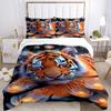 3pcs Tiger Floral Print Duvet Cover Set - Includes 1 Duvet Cover and 2 Pillowcases, No Quilt Core, All-Season Home Decor Yy251111057