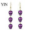 Funny Cartoon Jewelry 1 Pair Acrylic Halloween Earrings for Women, Triple Skulls Drop Dangle Gothic Skull Earrings, Gifts Holiday Cosplay Party