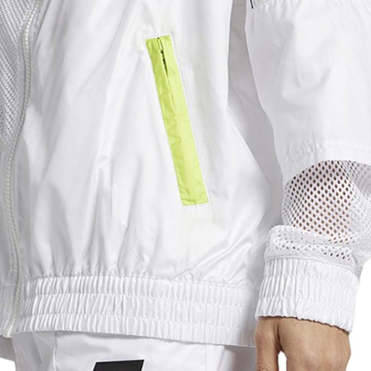 Nike Sportovní oblečení Barevný blok Design Potisk loga Bunda se stojáčkem Dámské bundy Bílá AR3026-100