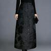 Fustă Vintage Stil Chinezesc Talie Înaltă Fustă Groasă de Iarnă Linie A Broderie Jacquard Modă Femei
