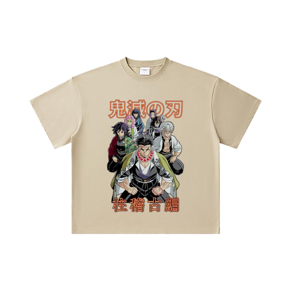 260 GSM Double Yarn 32 Count 100% Cotton Demon Slayer V22 Hashiras Print Unisex Heavy Cotton T Shirt