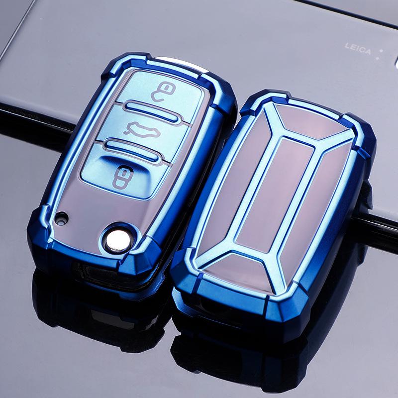 Volkswagen Key Fob Cover: Fits Lavida, Bora, POLO, Jetta, Santana, Sagitar, Tiguan - Mecha Style Key Shell with Buckle.