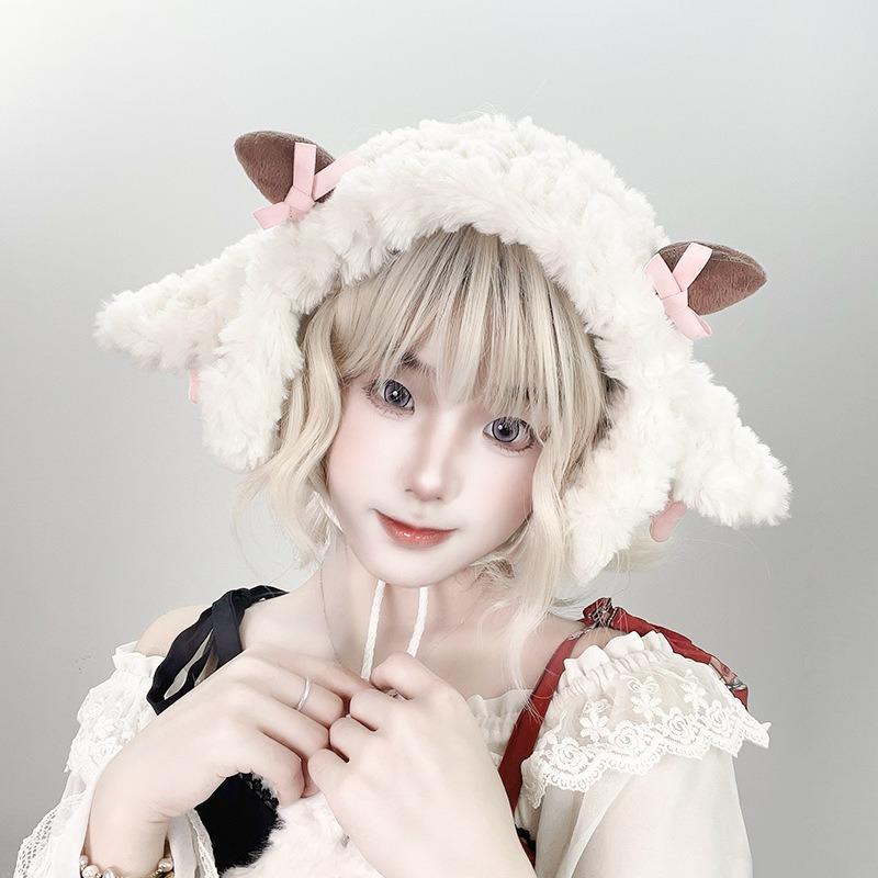 Sweet wind, cute little cashmere headband, earmuffs, warm ears in autumn and winter, earmuffs, horns, cold protection in winter, earmuffs