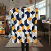 1Pc Simple Geometry Print Flannel Blanket, High quality Comfortable for All Seasons, Home Decor, Warmth and Comfort, Perfect for Christmas Gifts W23