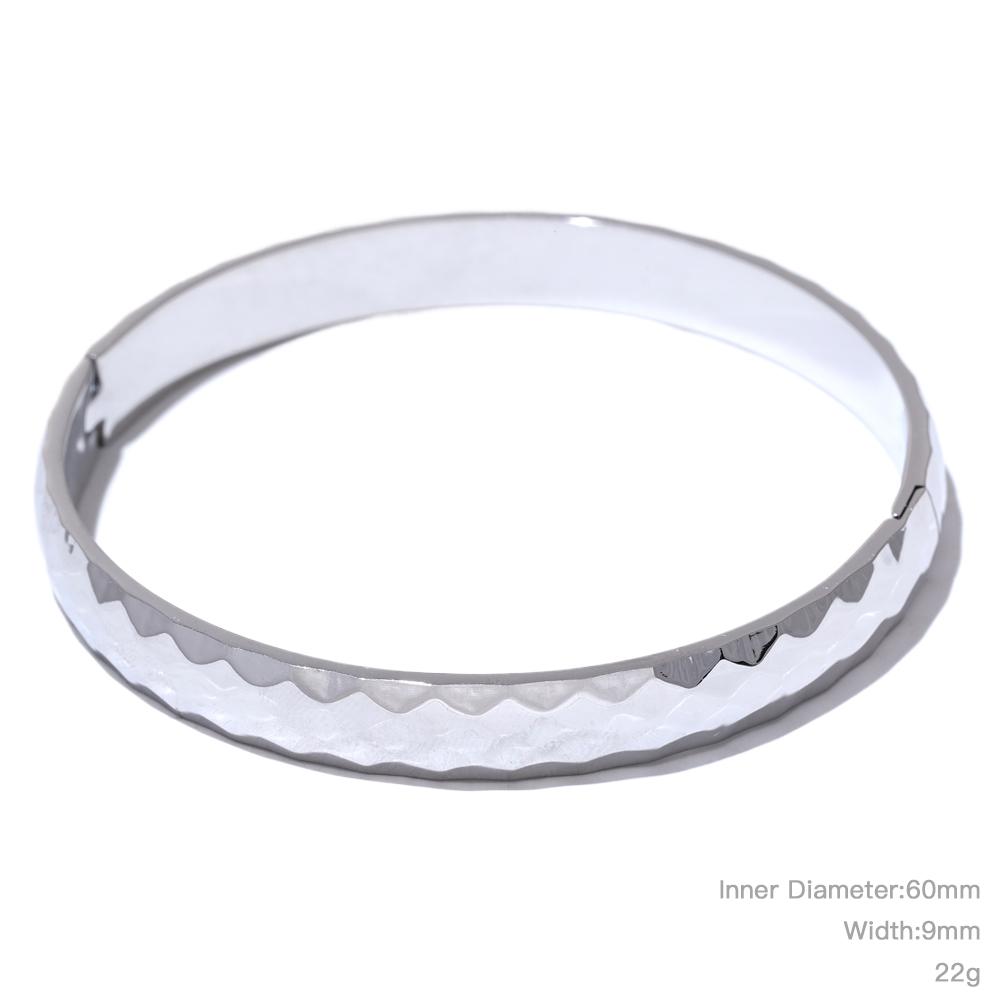 Yhpup 60mm 316l Stainless Steel Round Texture Bracelet Bangle Gold Silver Color Metal Waterproof Wrist Jewelry Bijoux Gift