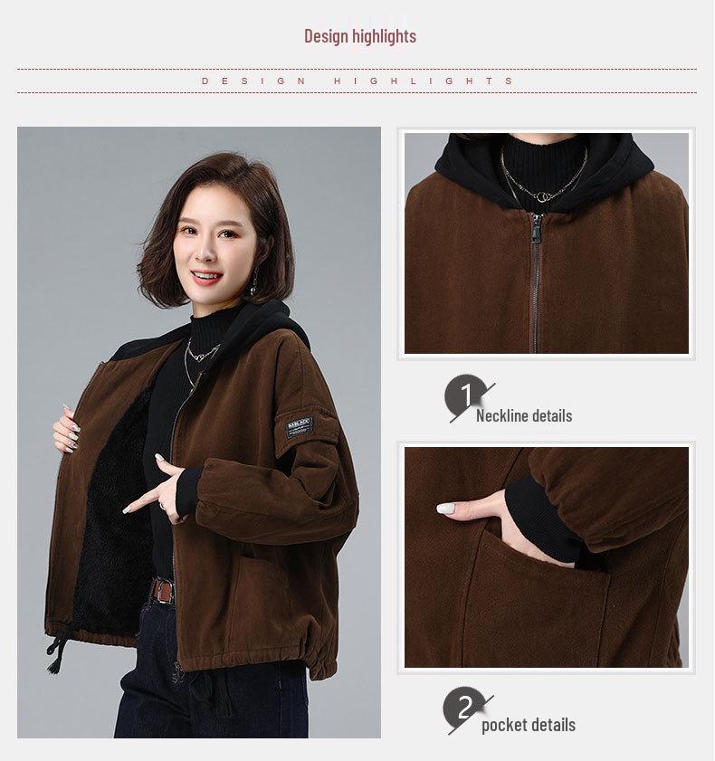 Women's Plus Size Fleece-Lined Jacket - 2024 Autumn/Winter Trend, Thick, Warm, and Stylish for Mature Fashion.