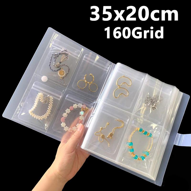 160 Grid Transparent Jewelry Organizer Storage Albums Bag Anti-oxidation Necklace Rings boxes Portable Earring Display Holder