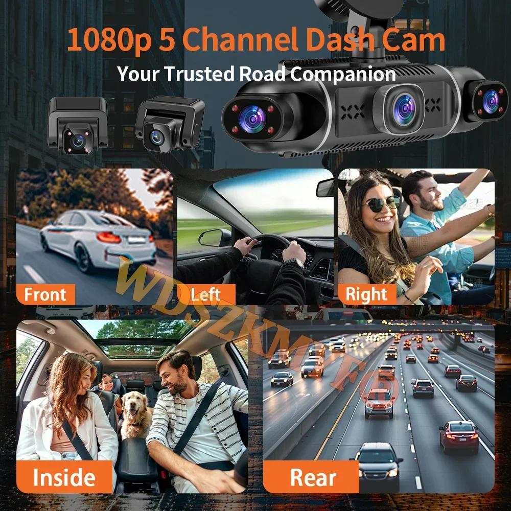 5 Channels 360° DashCam WIFI GPS 5*1080P DVR Car 4way Car Video Recorder camera Front inside Rear View Camera 24H Parking