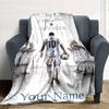 Football Messi Customize Your Name Blanket Gift Personalized Blanket Soft Warm Cozy for Office Office Chair Seaside Nap All-Season Use