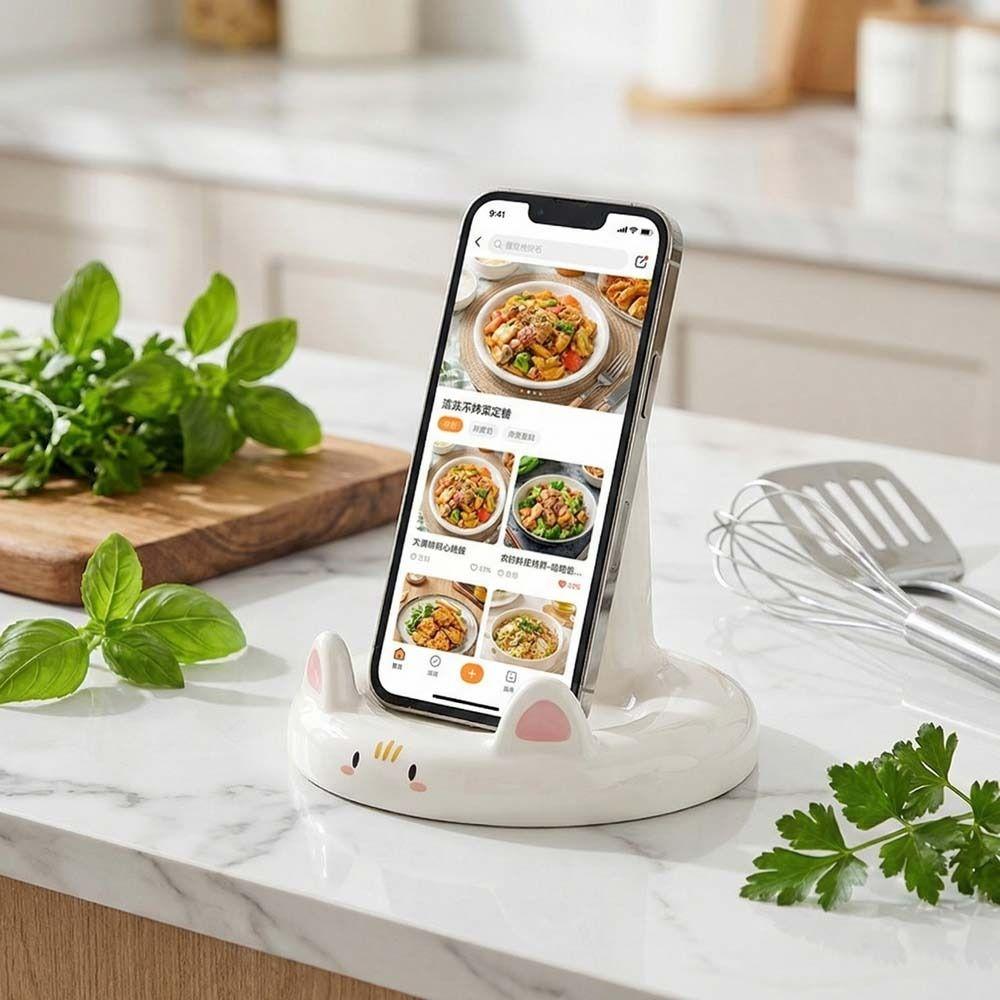 Anti Slip Cat Desktop Stand Resin Cat Shape Phone Bracket Cat Mobile Phone Holder  Home Ornaments