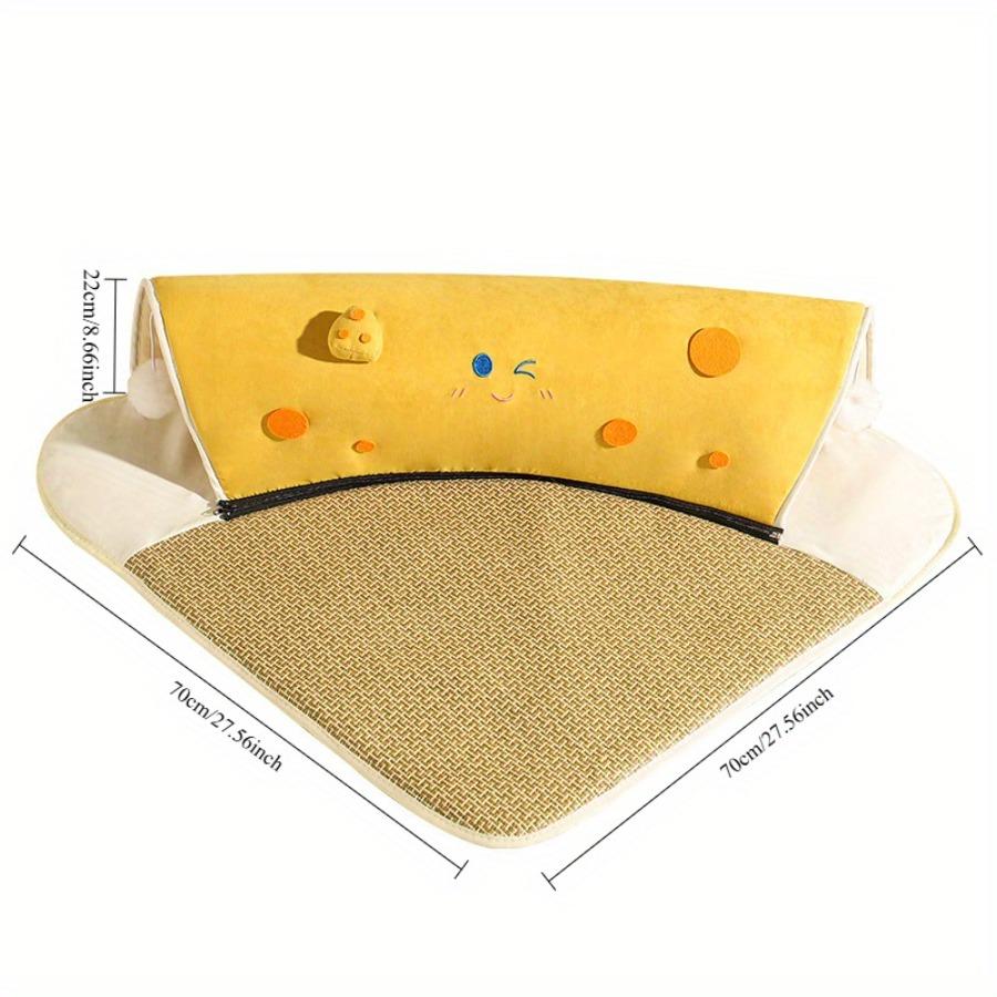 

1 шт. Тоннельное кошачье гнездо Кошачье гнездо Кровать с подвесным шариком Полузакрытый кошачий домик Игровая площадка для домашних животных Место для сна Интегрированный коврик Съемный и моющийся жёлтый