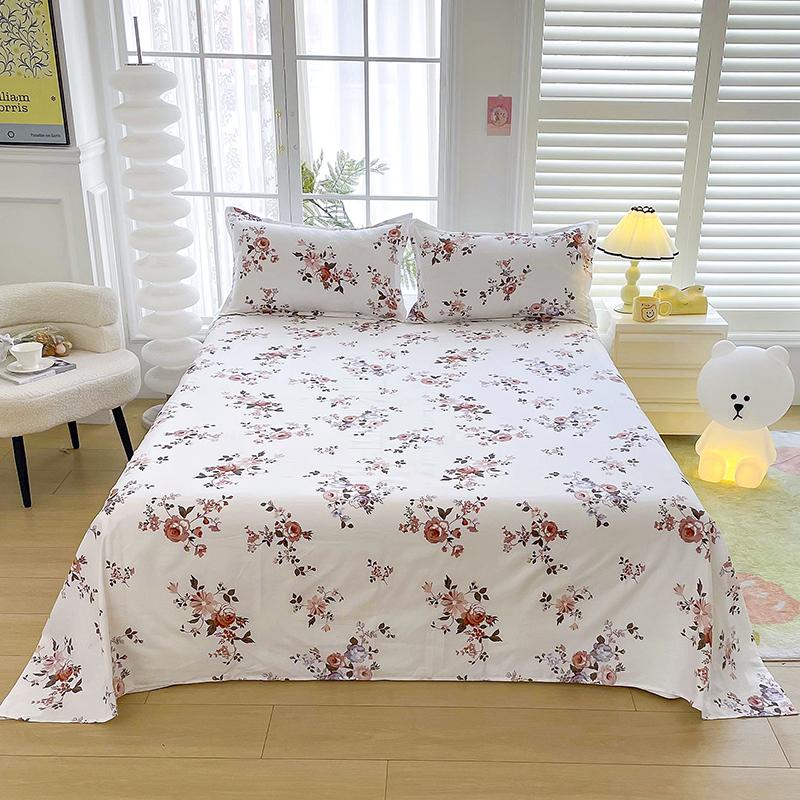 Flower Printed Flat Bed Sheets for Double Bed Single/Queen/King Reactive Printed Top Sheets for Beds sabanas cama Bed Linen