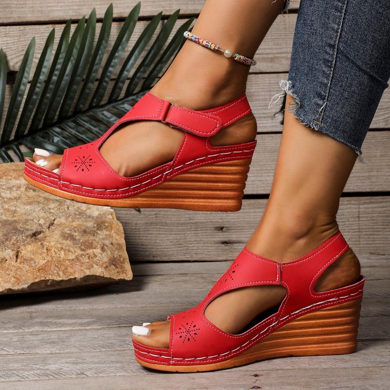 Plus Size Sandals Women's Summer 2025 New Platform Cutout Velcro Sandals Women