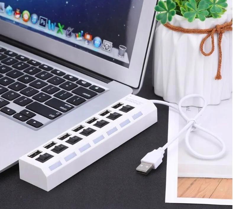Fast Usb2.0 Hub Splitter 7 Ports Leds Adapter White Switches