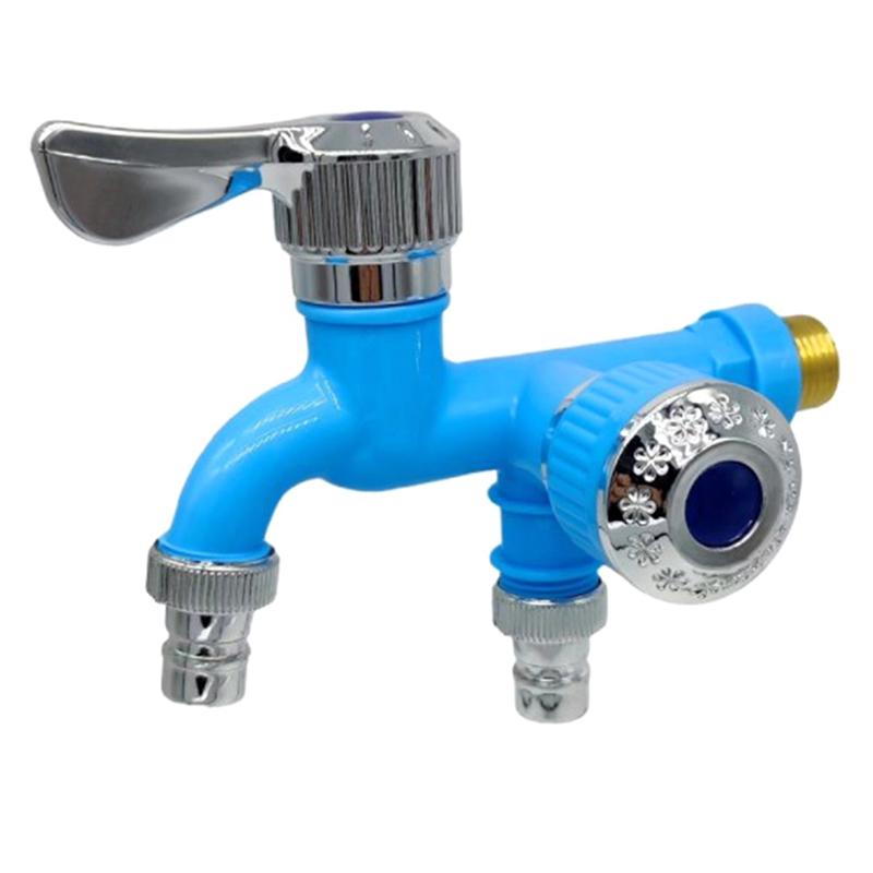 Robinet de apă cu dublă ieșire cu control dublu, interfață universală de 1/2 inch, robinet din plastic, acasă, baie, furtun, conector rapid pentru irigare