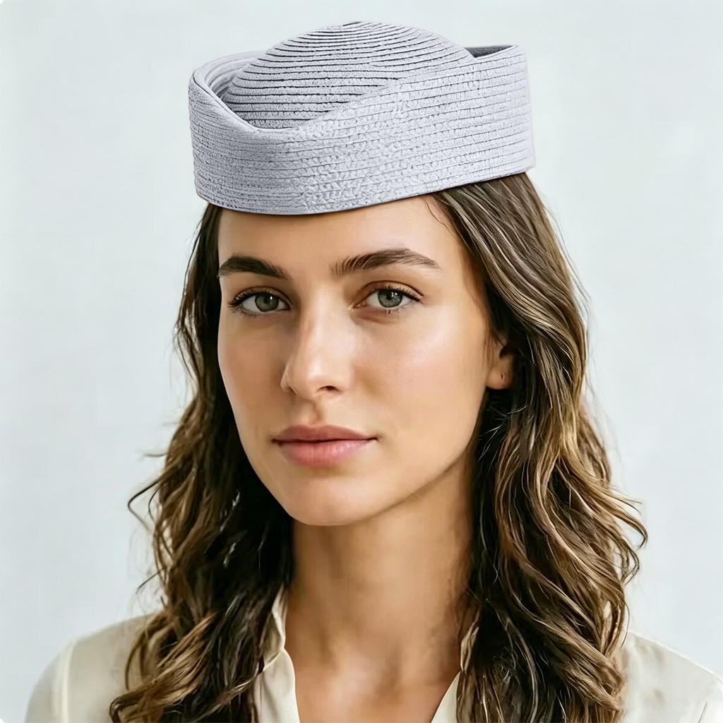 Womens Straw Beret Hat Artist Cap Sun Hat Air Hostess Style Headwear Round Crown Lightweight Breathable