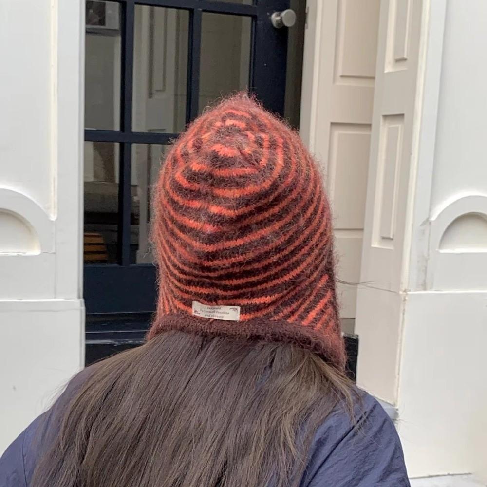 Colorful Earflap Knitted Hat Striped Baggy Beanie Hat Fashion Striped Balaclava for Outdoor Ski
