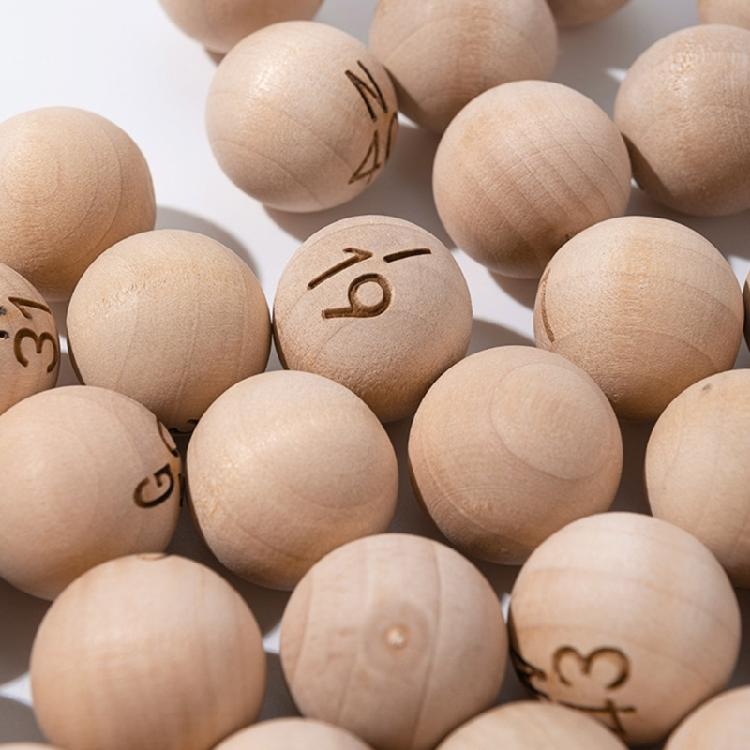 75 Stück Gravierte Vollholz-Bingo-Bälle Natürliche Holz-Bingo-Spielbälle für Spielveranstaltungen Versammlungen Einfach zu bedienen