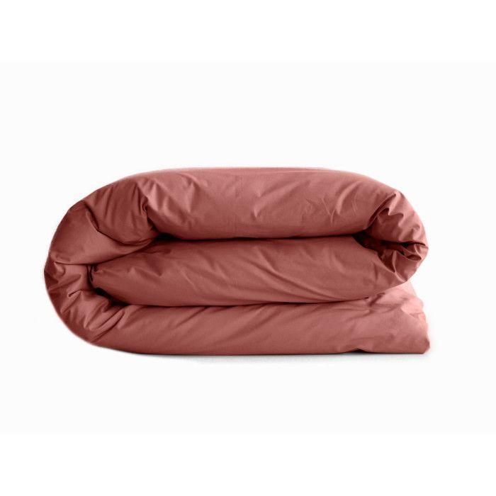 Housse de couette "Manoir" percale pur coton peigné longues fibres 80 fils/cm² Vent du sud - Pêche - Housse de couette 240 x 220 cm