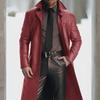 Giacca a vento lunga da uomo in pelle PU con bavero per abbigliamento Cosplay in vendita