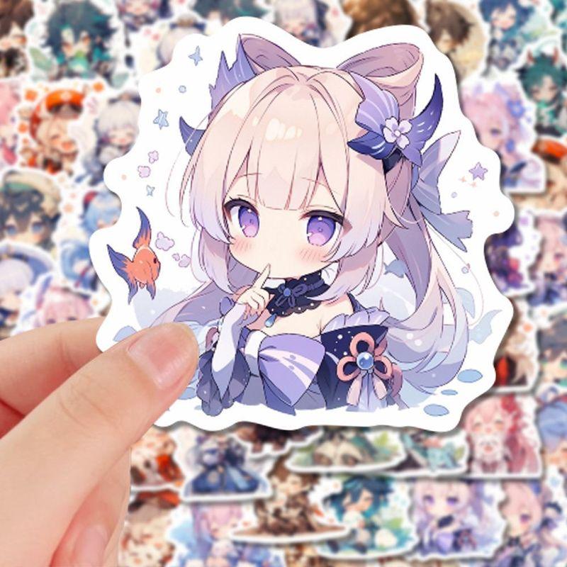 100pcs Adorable Genshin Impact Stickers For Laptop Anime Game Decals Luggage Guitar Skateboard Stationery Children'S Sticker Plaything