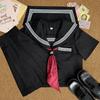 Authentic Black Three-Piece JK Uniform Set - Sailor Suit with Skirt