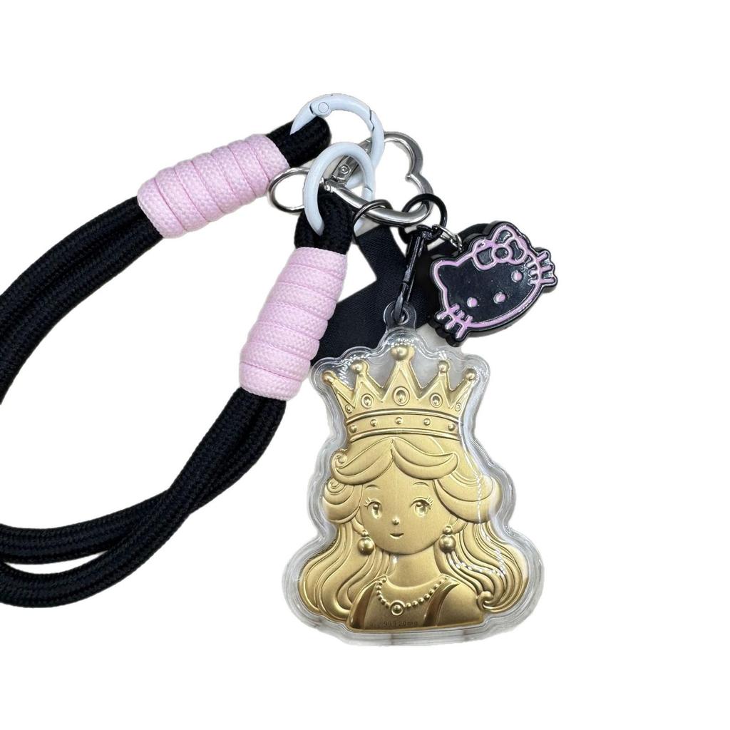999 Pure Gold Princess Phone Charm - Cute Anime Keyring & Pendant