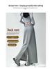 Women's Gray Elastic Waist A-Line Mini Skirt - Sporty High Waist, Bodycon, Slit, Casual Autumn Wear for Petite