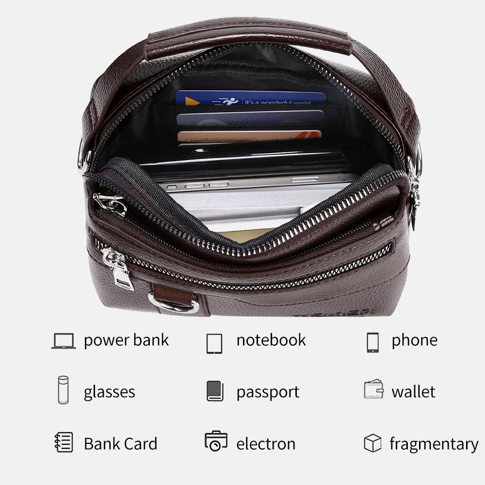 WEIXIER Men's Leather Messenger Bag Waterproof Crossbody Shoulder Bag Briefcase Satchel Travel Work Bag