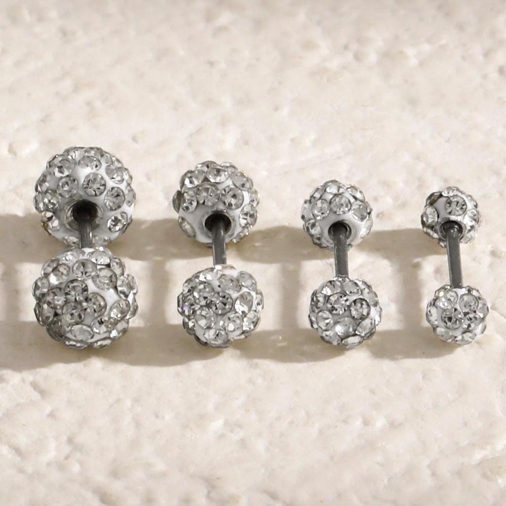 Exquisite Rhinestone Double-Head Screw Back Earrings - Light Luxury & Minimalist French Style for Women