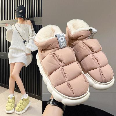 Mix Color Snow Boots Women 2024 New Winter Thick Bottom Warm Couple Cotton Shoes Woman Chunky Platform Plush Ankle Boots