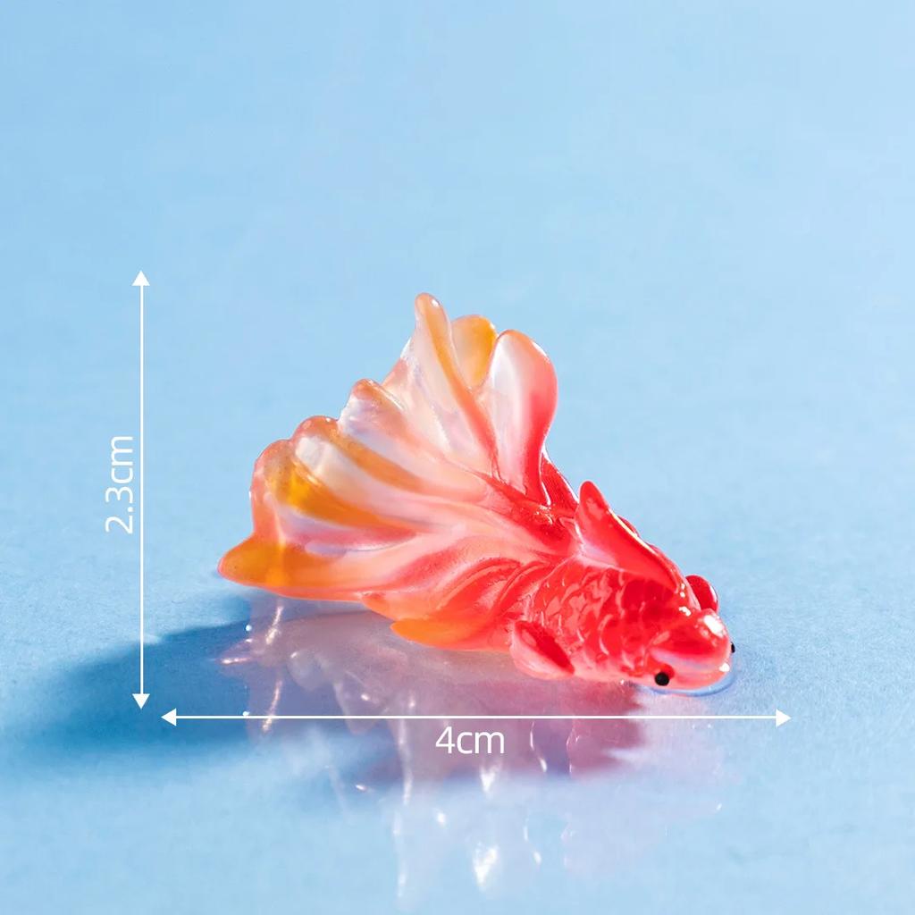 1PC Miniature Resin Gold Fish Figurine for Tank Decorations Mini Colorful Simulation Gold Fish Micro Landscape Pet Supplies