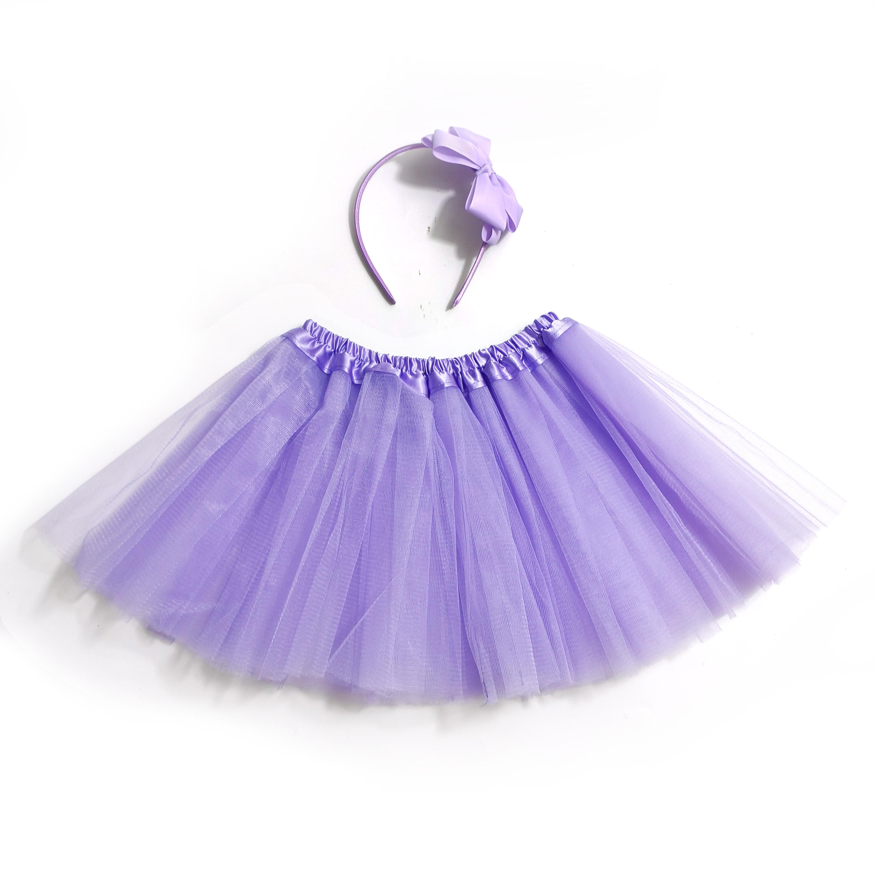 Pluizige Tule Kinder Tutu Set – Doorzichtige Volumineuze Rokjes & Bijpassende Hoofdbanden Verkrijgbaar in diverse kleuren One Size purple