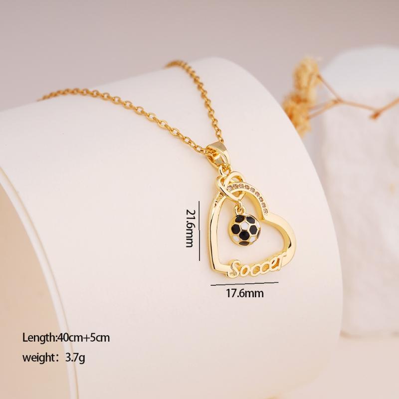 Creative Stainless Steel Heart Football Pendant Necklace For Men Women Party Sports Style Football Fans Necklace Jewelry Gift