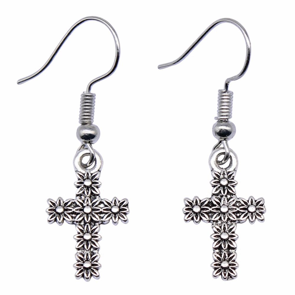 Cross Dangle Earrings Minimalist Gothic Christian Symbol Drop Earrings Girl Jewelry