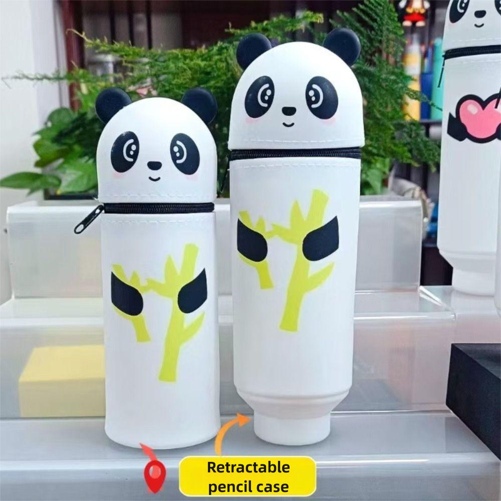 Cartoon Foldable Pencil Case Animal Shape Silicone Stationery Organizer Dirt Resistant Rabbit Panda Pencil Holder for Students