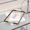 1pc Metal Jewelry Tray with Braided Leather Mat, Rectangular Tabletop Organizer for Skincare, Cosmetics, and Key Storage, Multipurpose Use for Home