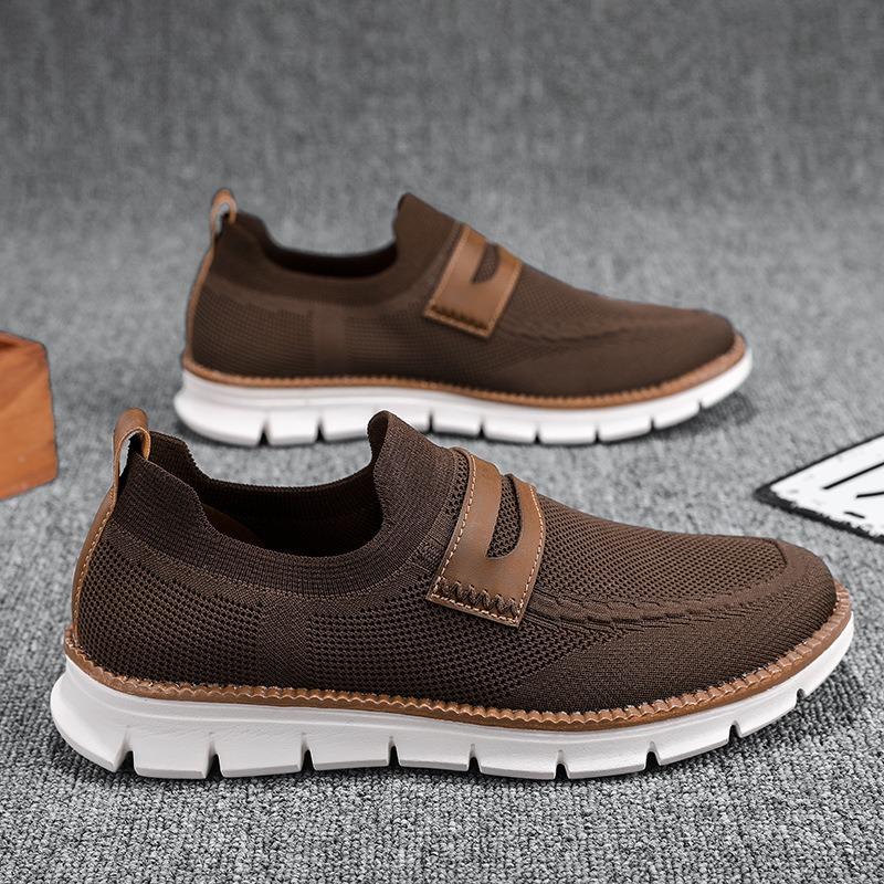 Men's Shoes New Fly-woven Men's Casual Shoes Light and Breathable Sports Shoes Simple and Comfortable One-pedal Shoes Men