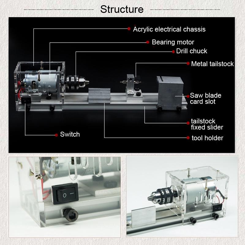 80W 24V Woodworking Buddha Pearl Grinding Polishing Beads Wood lathe Drill Tool Mini DIY lathe machine tools