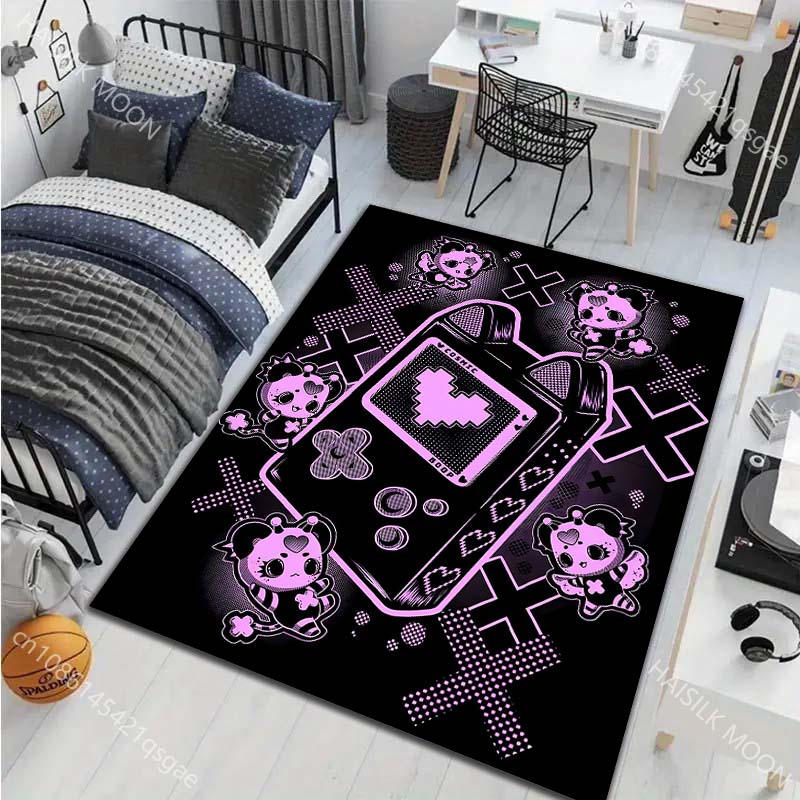 Neon-Spielkonsolen Teppich für Wohnzimmer Schlafzimmer Sofa Heimdekoration Rutschfeste Fußmatte Moderner Teppich Große Größe