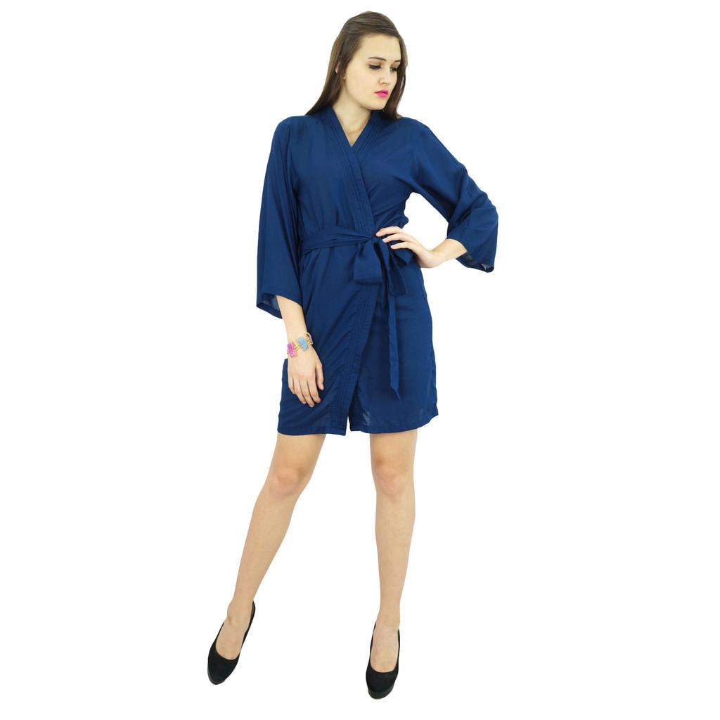 Bimba Women Short Solid Belt Robe Soft Modal Cotton Wrap Round Plain Bath