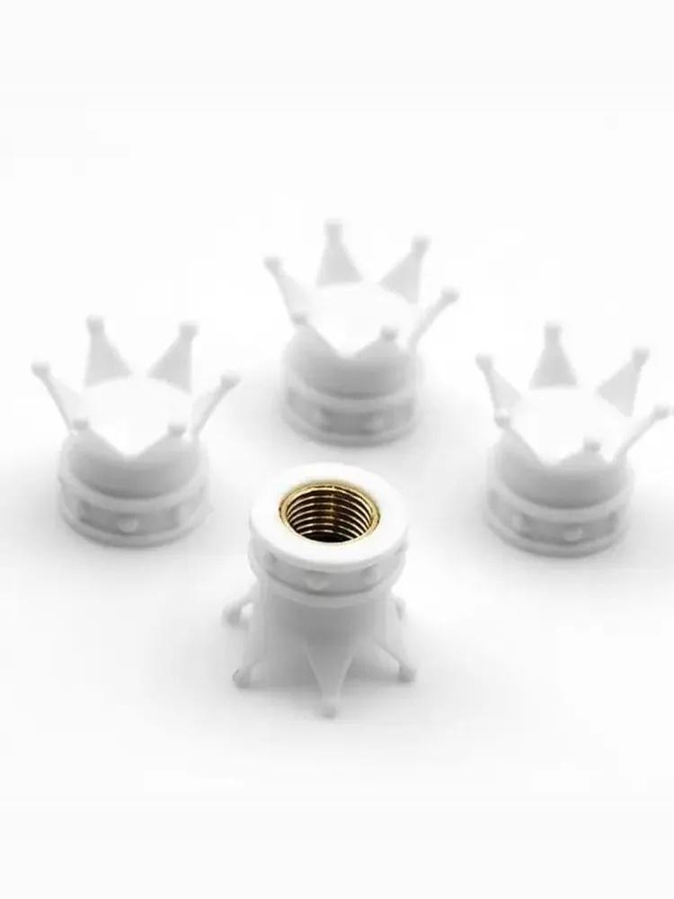 4pcs Car Tire Valve Stem Caps Crown Shaped Metal Insert Valve Caps for Automotive Wheel Tire Valve Stem Protection