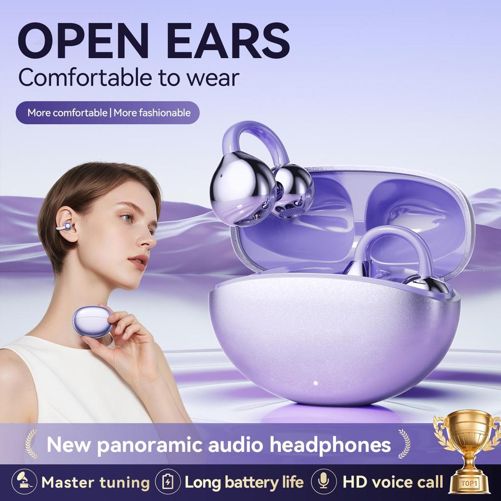 Bluetooth Headset with Earring Compatibility, Cross-Border Style GL8 Ear Clip, Non-In-Ear, Open-Design.