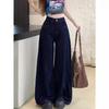 Petite Women's High-Waisted Retro Wide-Leg Jeans - Washed, Loose-Fit, Slimming, Floor-Length.