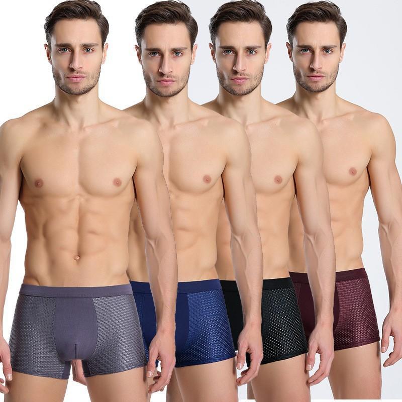 4 Pairs Of Underwear Gift Box Men's Ice Silk Boxer Shorts Sexy Loose Cool Mesh Comfortable Close-fitting Boxer Shorts