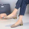 Large-sized Single-shoe Women's Summer Hollow Mesh Fabric Fashionable Pointed Toe Casual Flat Bean Shoes