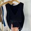 Tiefer V-Ausschnitt Süße Gestrickte Weste Einfarbige Herbst Neue Damen Strick