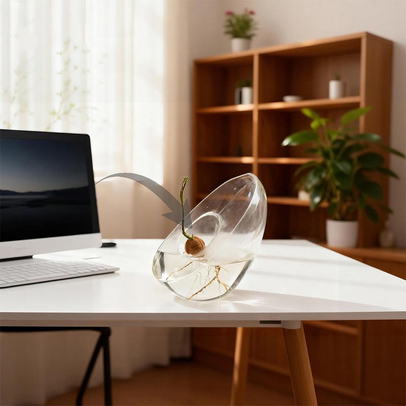 Avocado Seed Starter Vase Transparent Avocado-Shaped Plant Growth Glass Hydroponic Vase Seed Growing Kit For Gardening Lovers