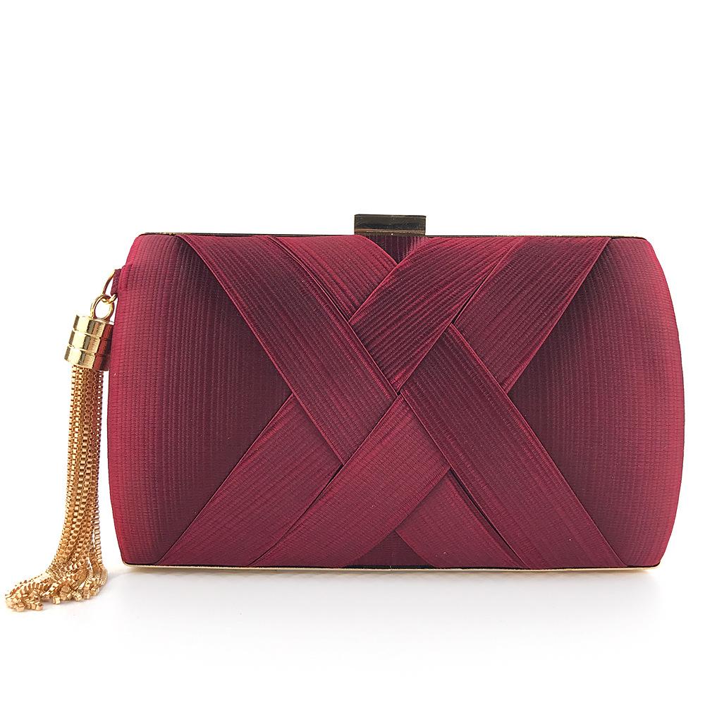 Neue Mode Damen Abendtaschen Quaste Damen Clutch Tasche Schulterkette Hochzeit Party Handtaschen Taschen 1 wein rot