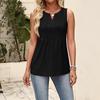 Women's Fashionable  V-neck Loose Casual Pleated Sleeveless Vest Top